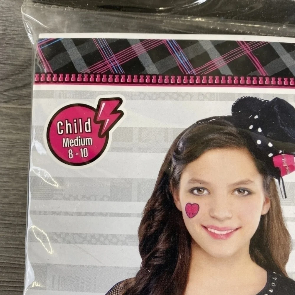 NWT Monster High Ghoul Fishnet Tee Child Girl Medium 8-10 Halloween Costume New